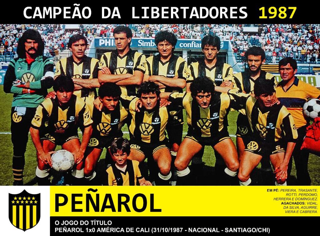 Equipe do Peñarol que venceu a Libertadores em 1987. Foto: Reprodução